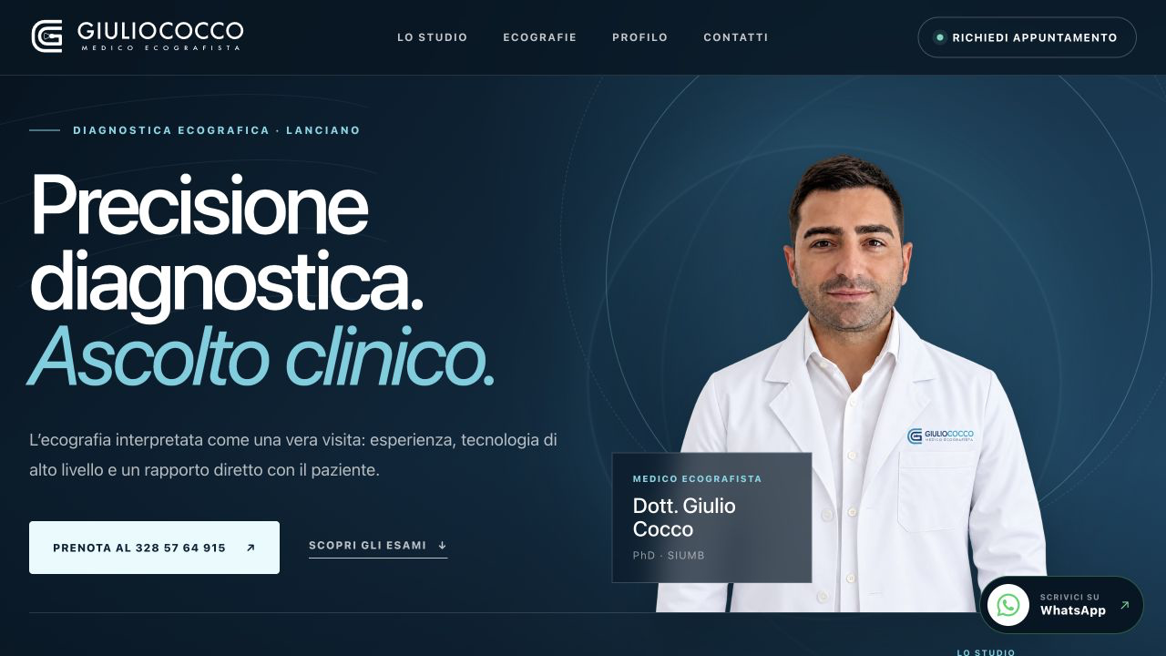 Homepage del sito del Dott. Giulio Cocco, medico ecografista, progettato e sviluppato da Scenicom